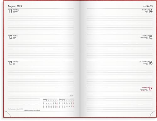 Årsbundet - Dagbokskalender Röd 2025