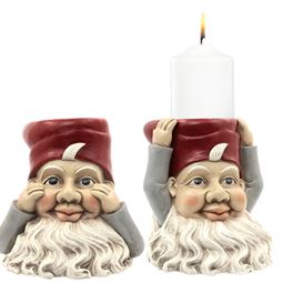 Juldekorationer - Ljusstake Tomte Blockljus Mix Poly